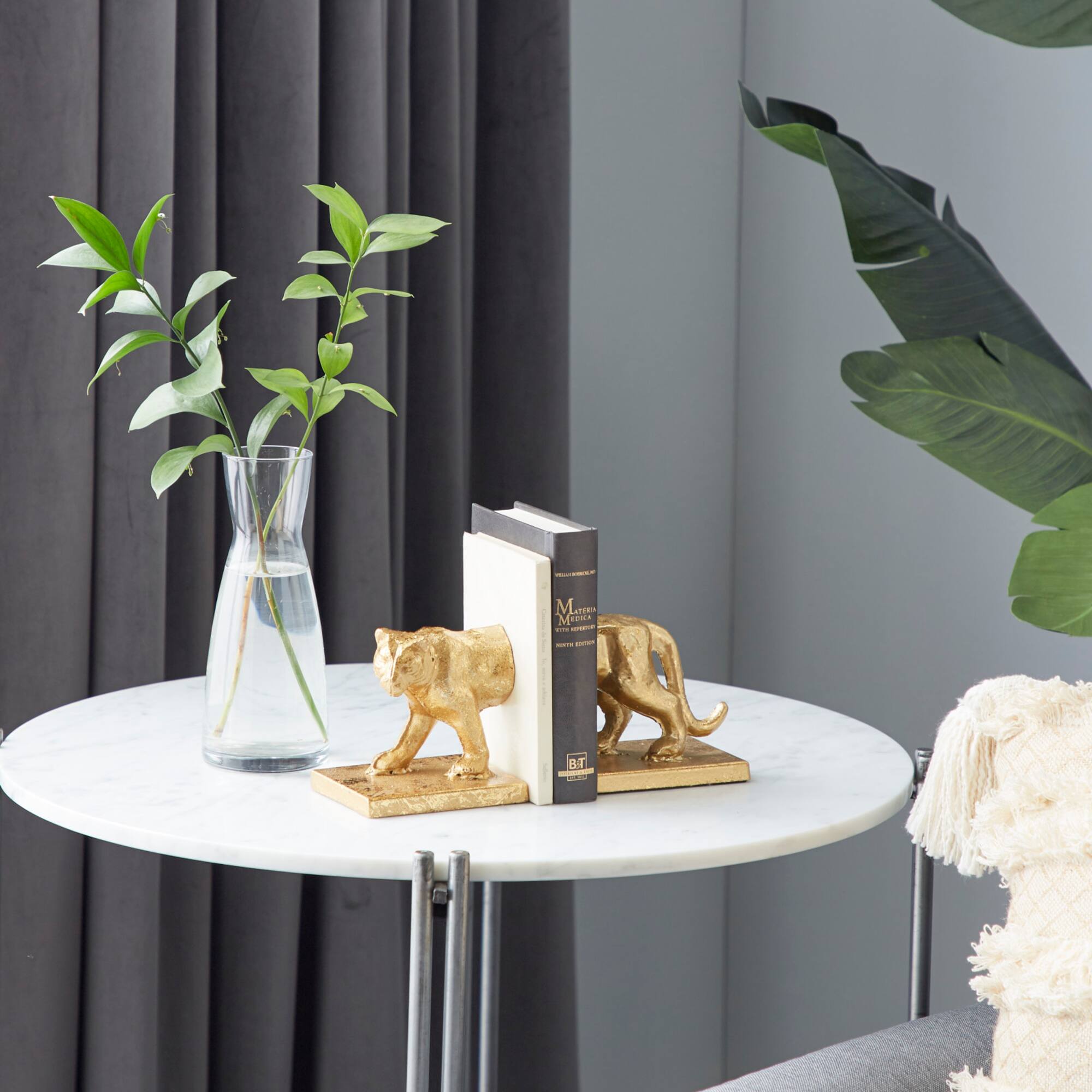 5" Gold Iron Cougar Glam Bookends